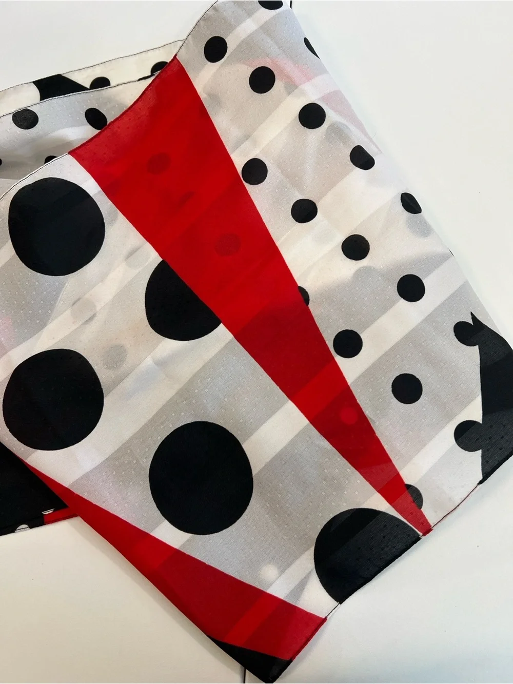 Avon - vintage red, black, white scarf 12x58”